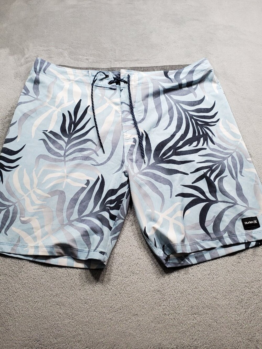 Hurley Phantom Board Tropical Flower Boardshorts Light Blue Gray White Men Sz 36